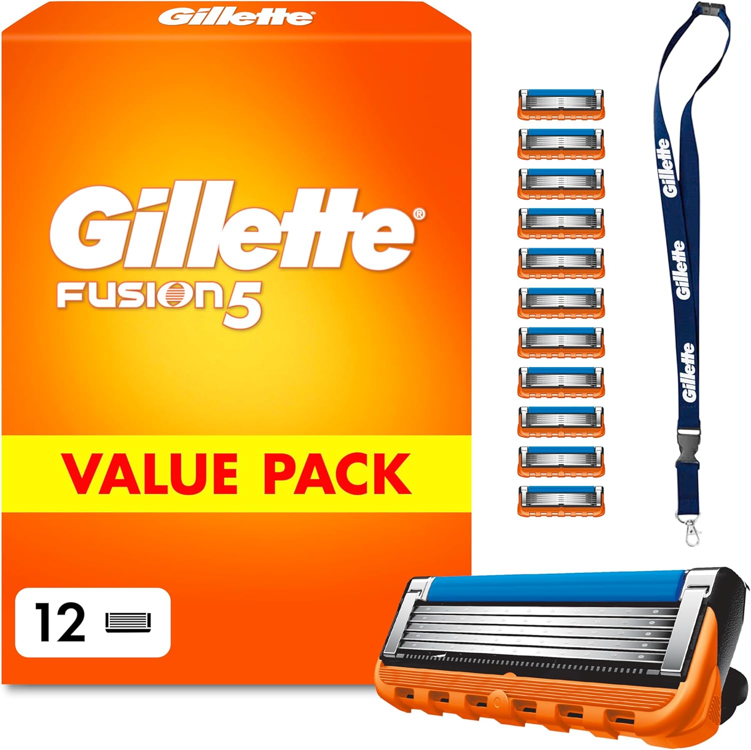 Detalle de Gillette Fusion5 Rasierklingen – 12 Original Ersatzklingen für eine gründliche, sanfte Rasur