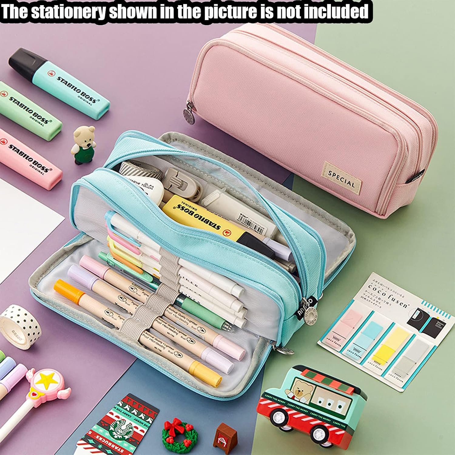 Detalle 2 de X SIM FITNESSX Federmäppchen mit 3 Fächern – großes Pencil-Case für Schule & Büro