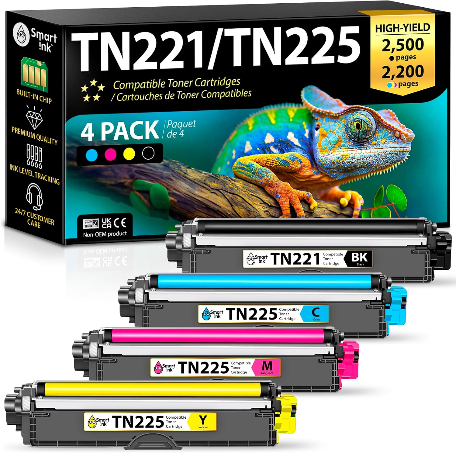 Detalle de Smart Ink TN221TN2254Pack Compatible Toner Cartridge, 4-Pack