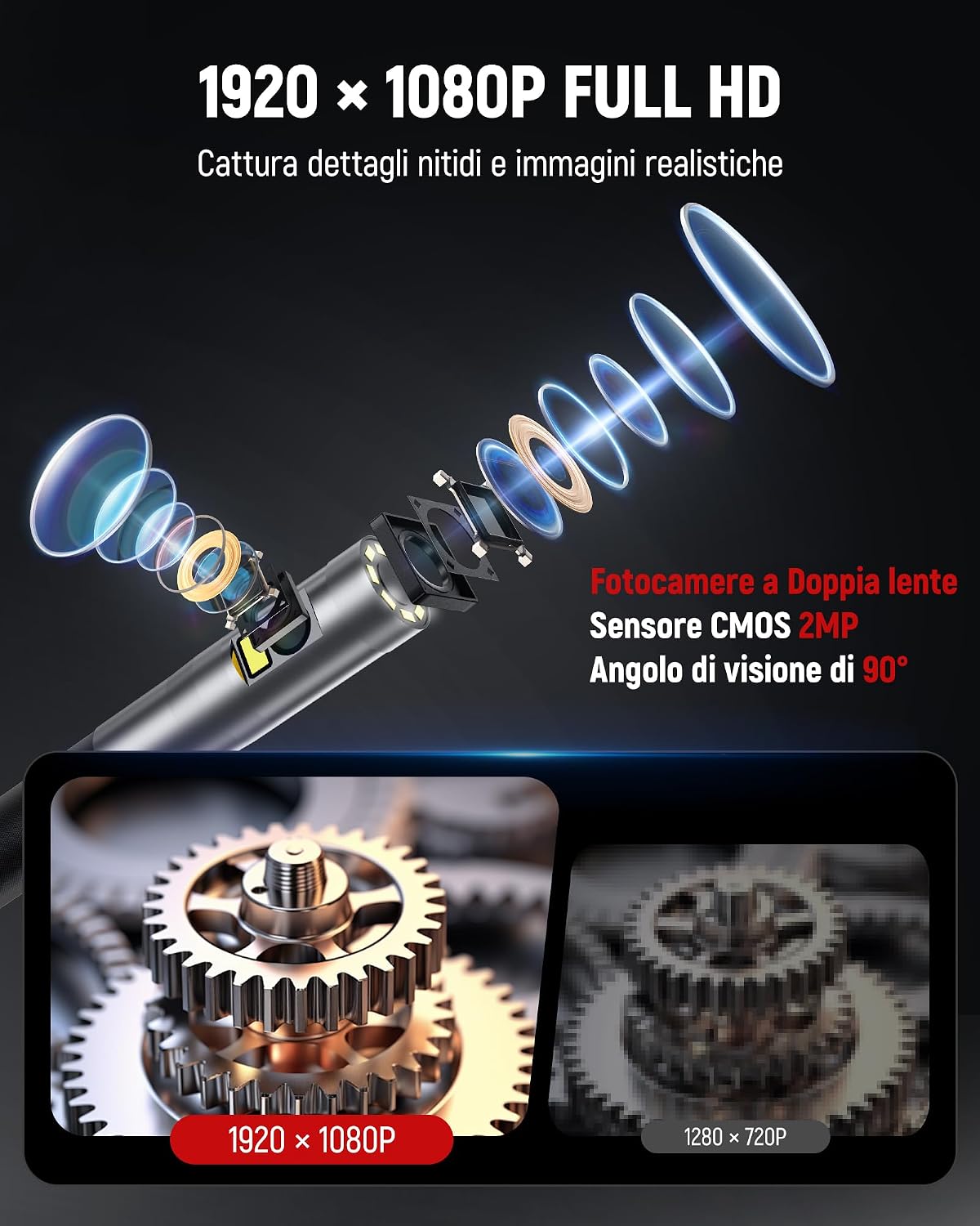 Thumbnail 4 de KAIWEETS KBA02PRO endoscopio 6,5 mm con display 1080p