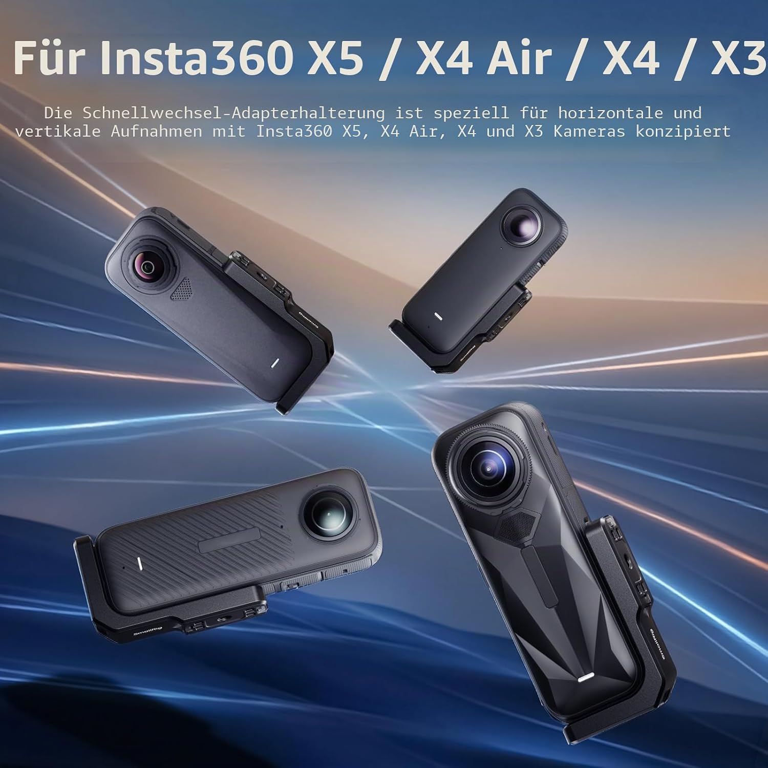Detalle de SMALLRIG 5824 Vertikale & horizontale Montageunterstützung für Insta360 X5/X4 Air/X4/X3