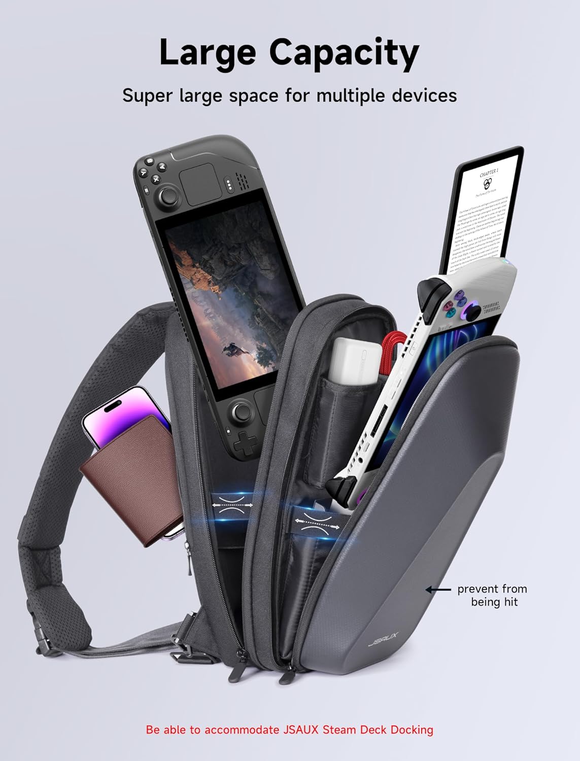 Thumbnail 2 de JSAUX Sacoche de transport BG0105X pour Steam Deck (OLED) et ROG Ally avec coque rigide en EVA