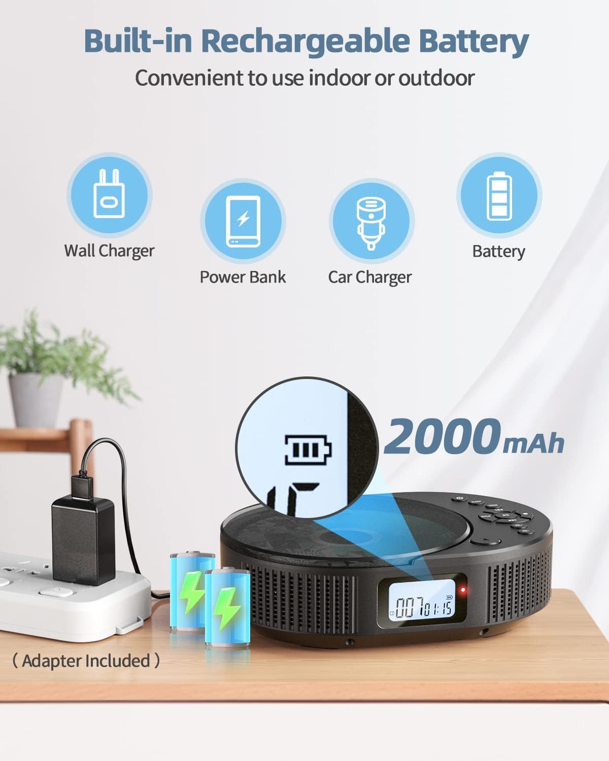 Thumbnail 3 de 2211B Portable CD Player with Bluetooth speaker