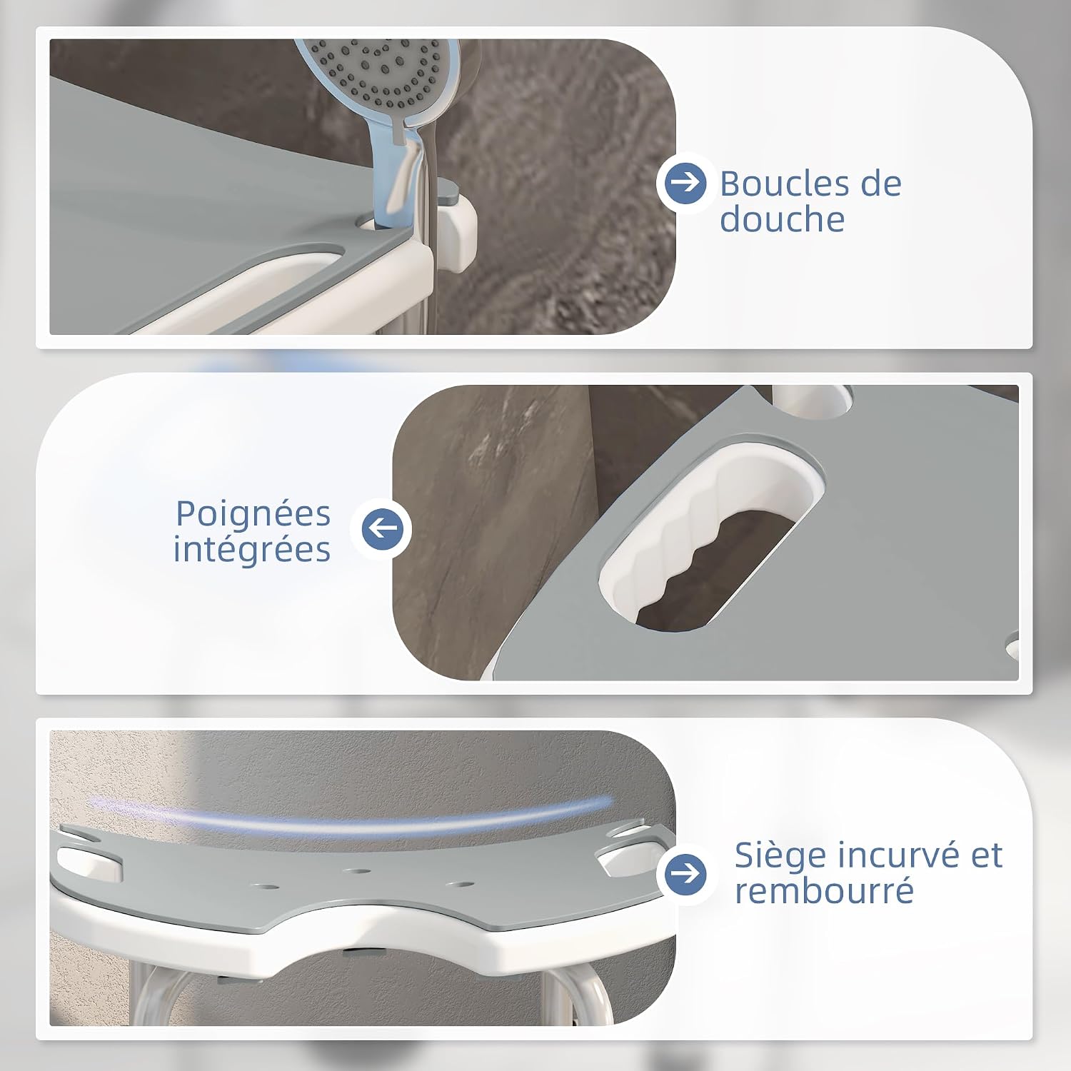 Thumbnail 5 de HOMCOM Tabouret de Douche réglable 39–51,5 cm