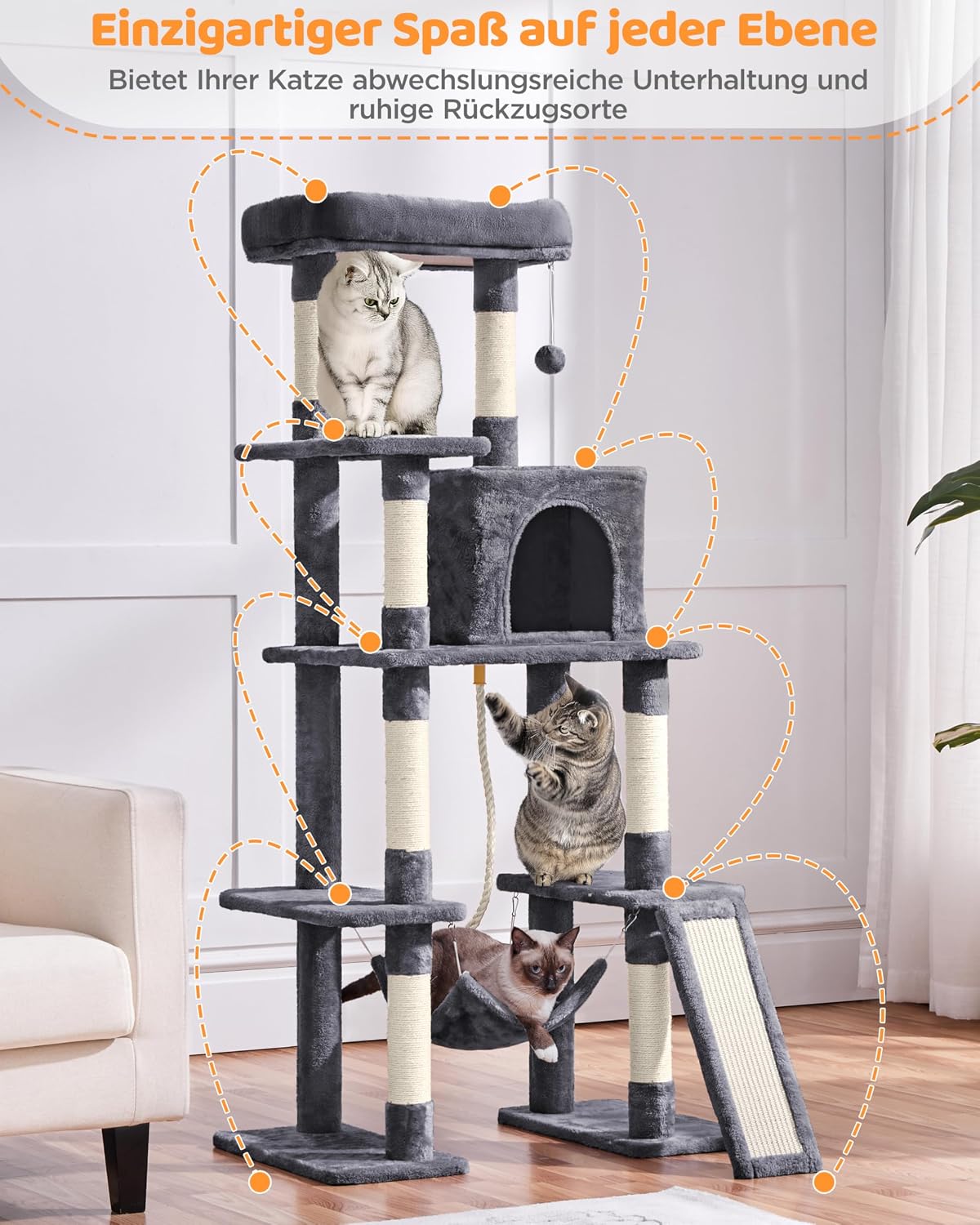Thumbnail 6 de Kratzbaum 159 cm von Yaheetech Katzen