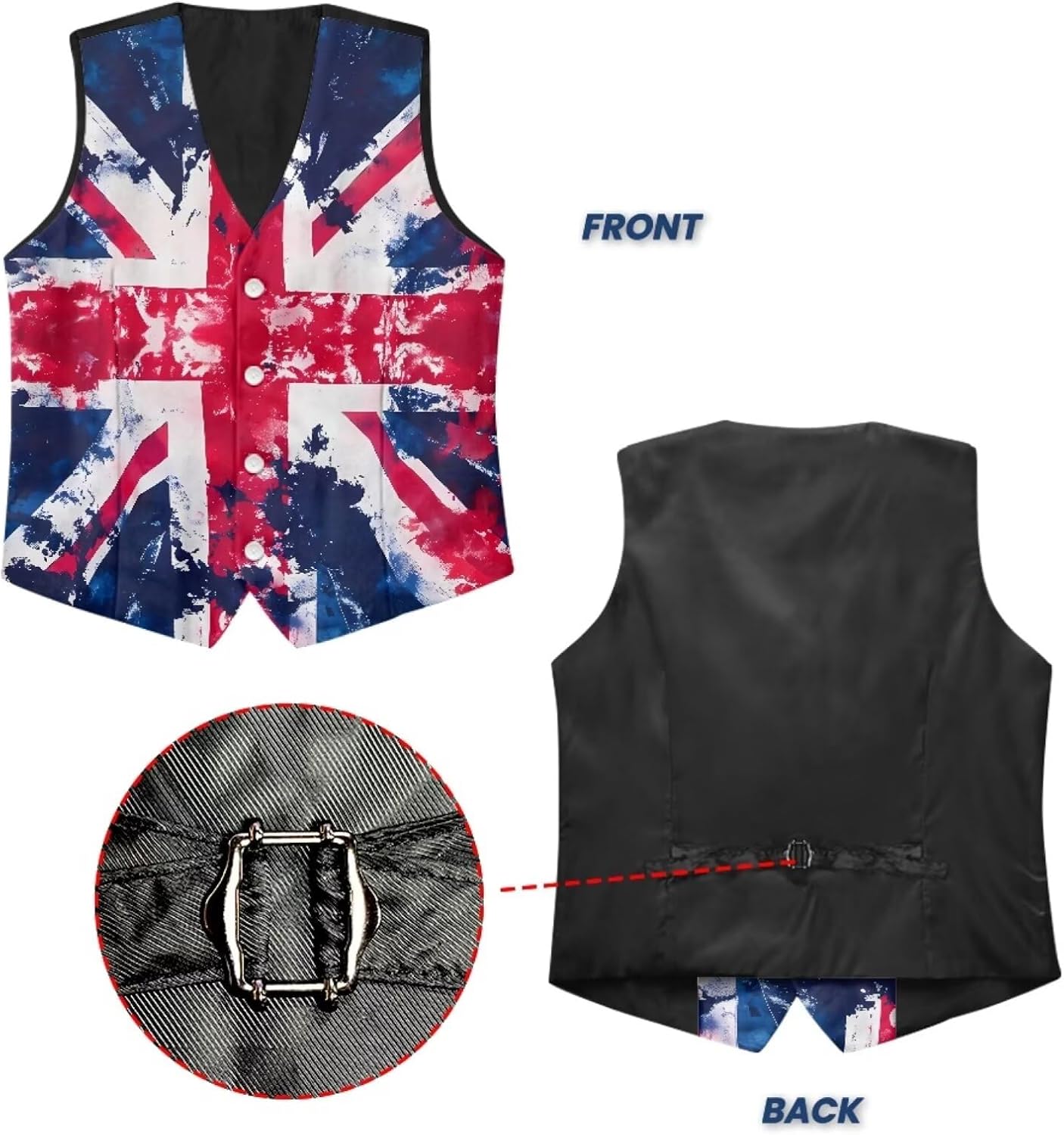 Thumbnail 4 de POLERO Men’s Suit Vest: Formal Waistcoat in Lightweight Polyester with Adjustable Back Belt