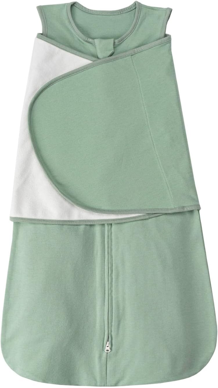 Detalle de ZIGJOY Newborn Sleeping Bag Swaddle Wrap 1.0 TOG – 100% Cotton Baby Sleep Sack (Small 0–6m, Medium 6–12m), Green