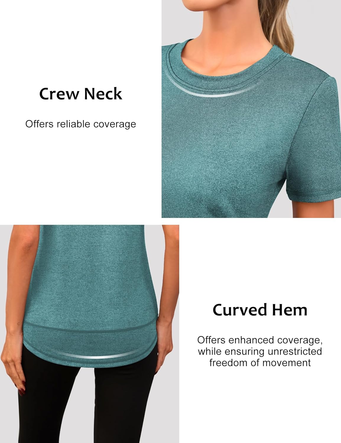 Thumbnail 4 de Memouniva Maglietta Sportiva Donna Slim Fit - T-Shirt per Yoga, Running e Fitness