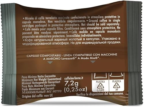 Detalle de CAFFÈ BORBONE Don Carlo – Miscela Nera in Capsule da 50, compatibile Lavazza A Modo Mio
