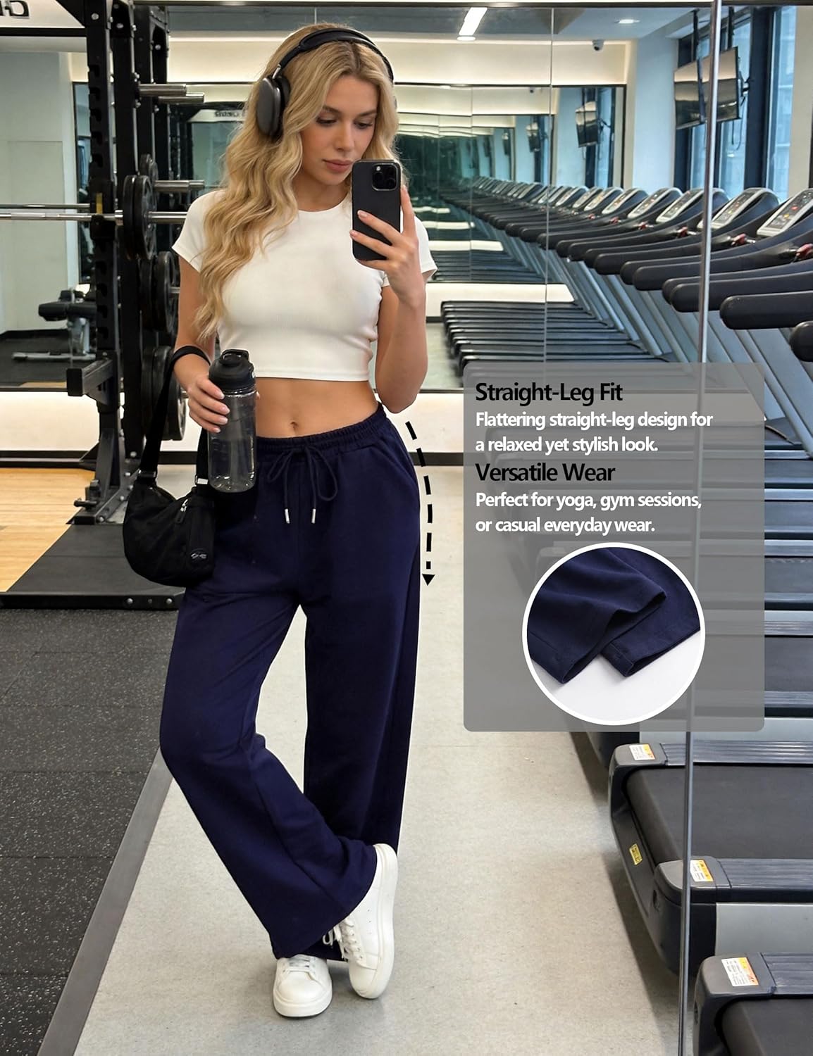 Thumbnail 4 de Pantalon de jogging femme Litherday en coton (coupe large) à taille élastique