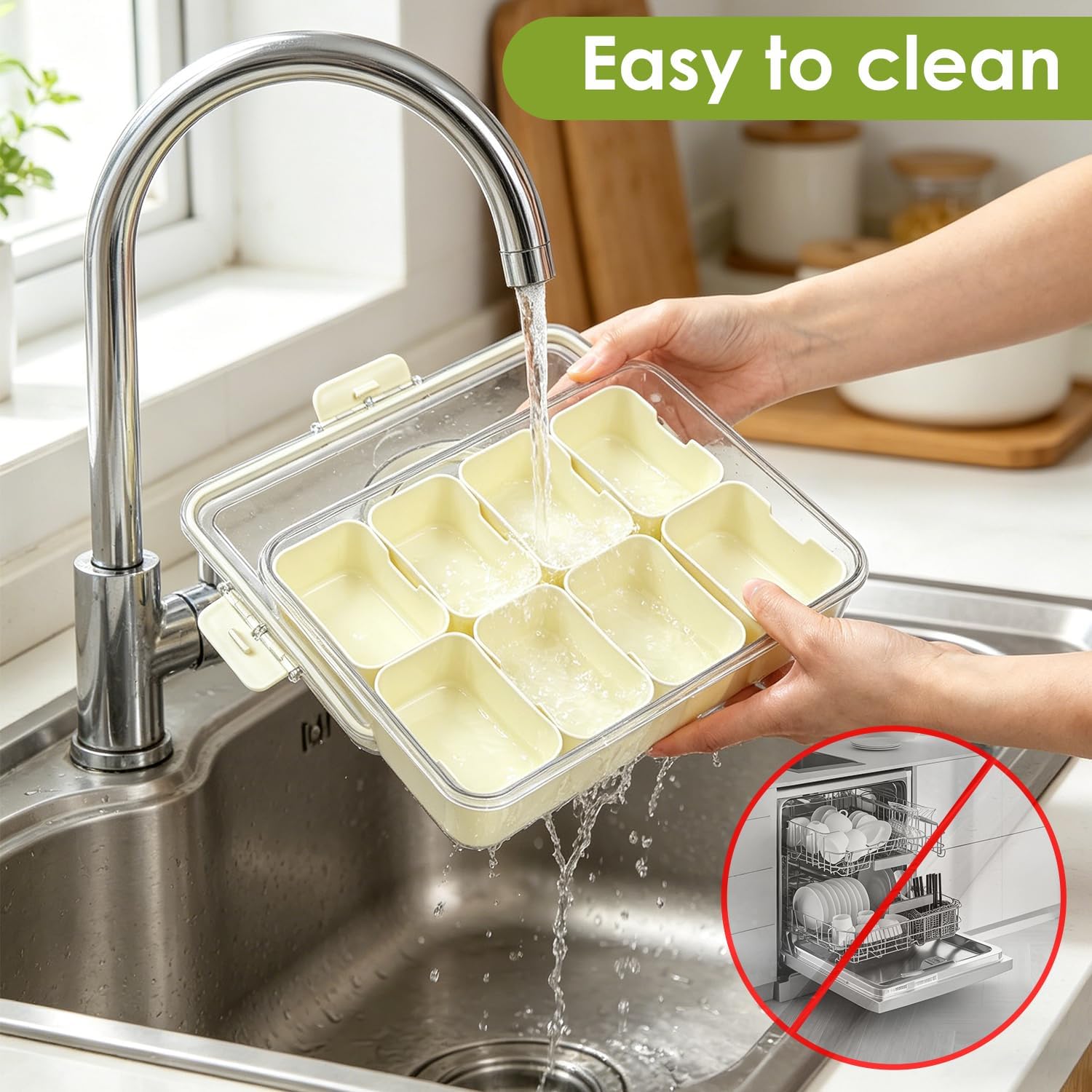 Thumbnail 2 de HRXFOZ Divided Serving Tray with Lid & Handle (8 Compartments) Portable Snack Box