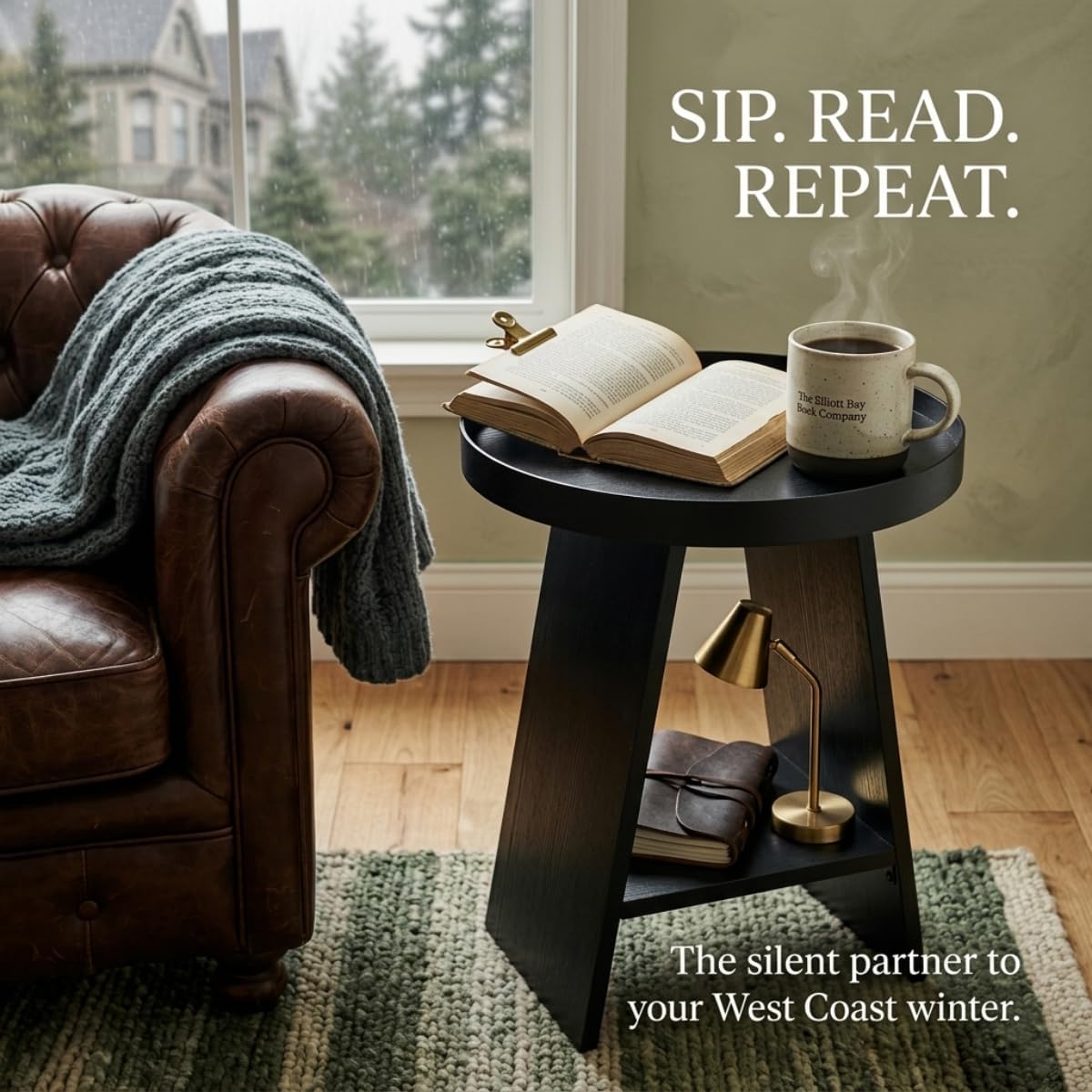 Thumbnail 2 de ZEXVIDA Round End Table with Tray Top: Compact, Sturdy 2-Tier Option for Small Spaces