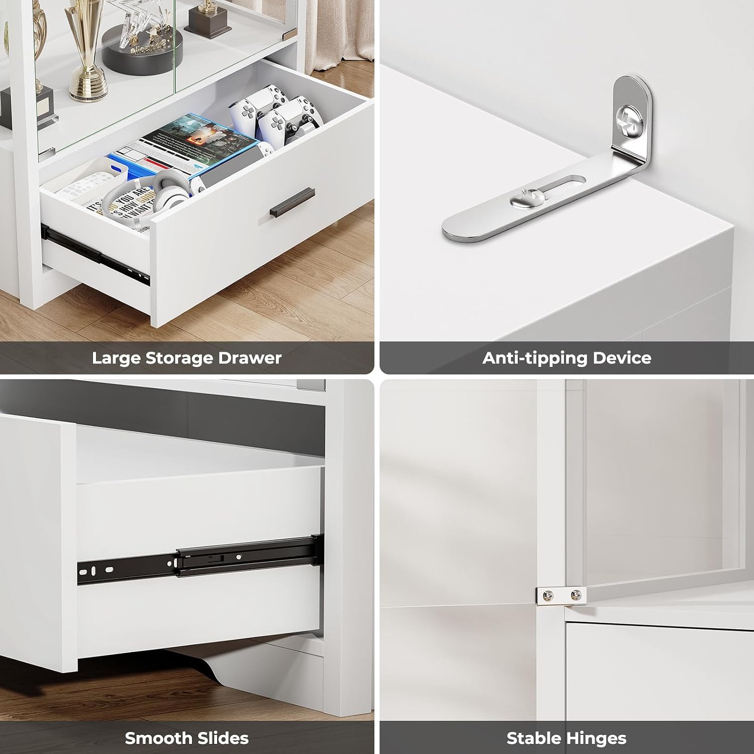 Detalle 2 de BROTTAR 80093 Six-Tier Display Cabinet with Glass Doors and Three-Colour Lights