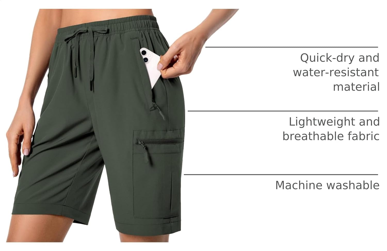 Detalle de Hugut Women's Lightweight Hiking Cargo Shorts