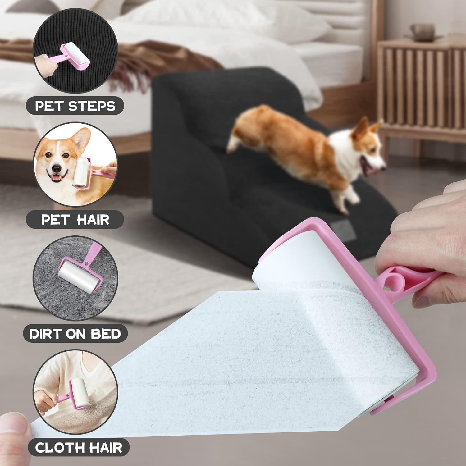 Thumbnail 6 de 3-Step Dog Stairs for Sofa and Bed – Non-Slip Foam Ramp for Small Pets