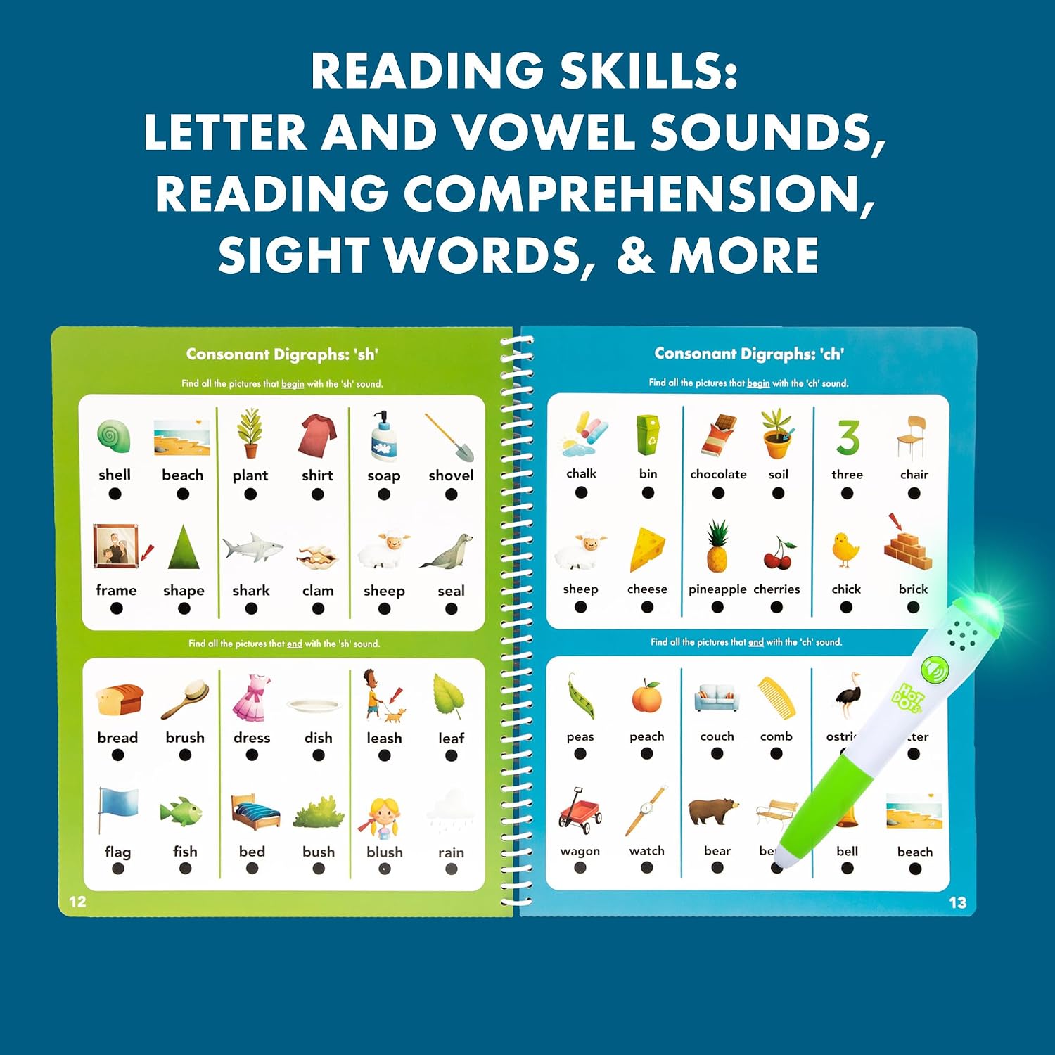 Detalle de Learning Resources Hot Dots Lets Learn Reading 1st Grade: Activity Book & Interactive Pen