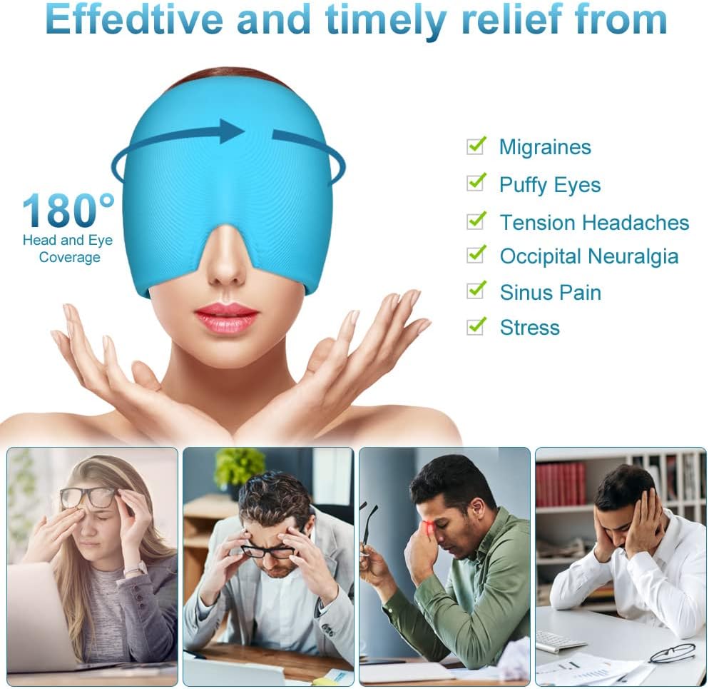 Detalle 2 de ACWOO Chapeau Migraine 180° – Bonnet de Soulagement en Gel réutilisable