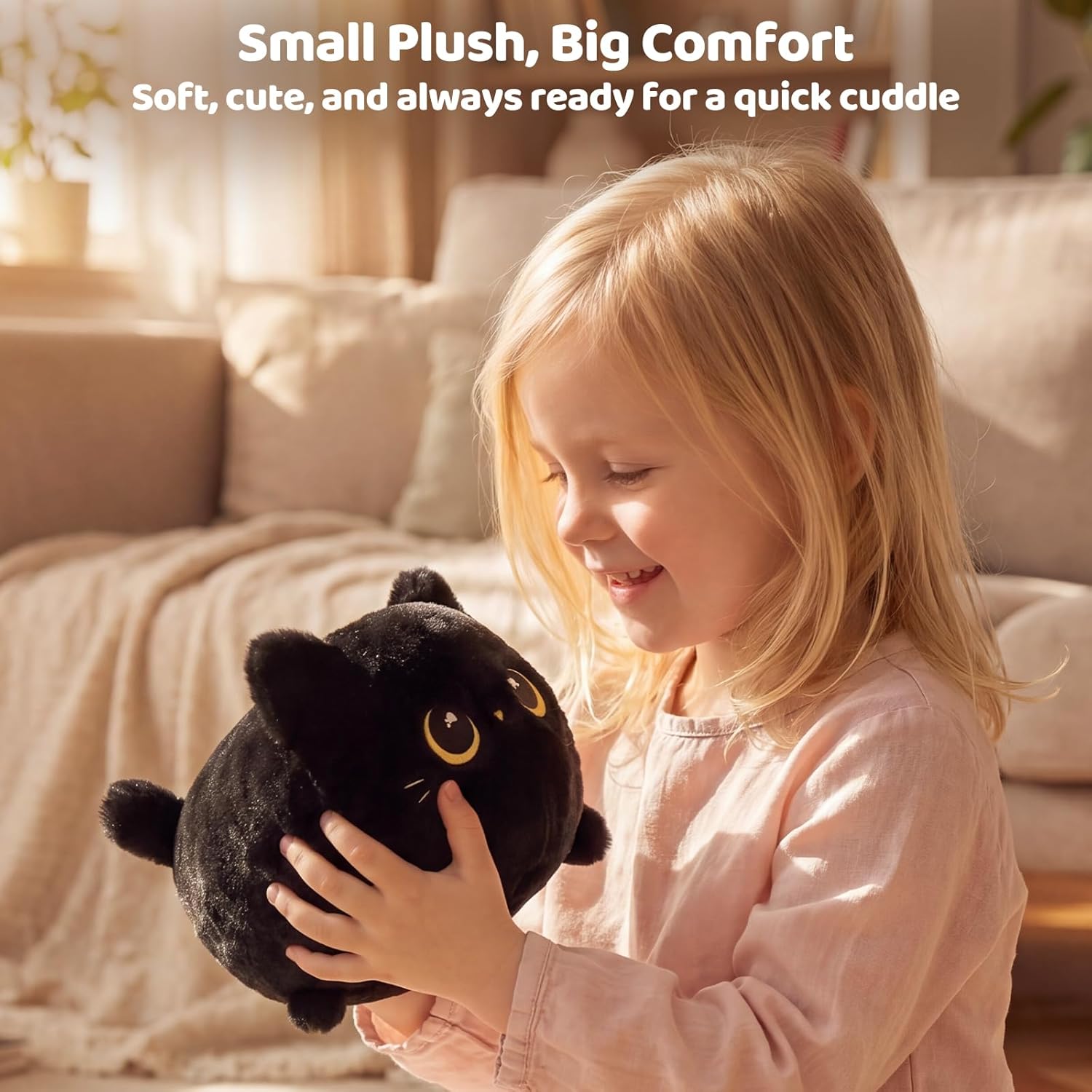 Detalle de Mewaii Black Cat Plush (8 inch) – soft kitten cuddle pillow toy