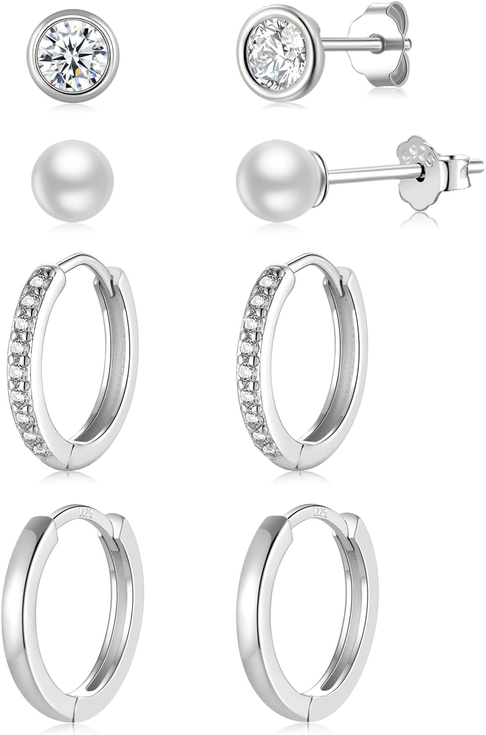 Thumbnail 6 de Ohrstecker Creolen Set 925 Silber, 4 Paar