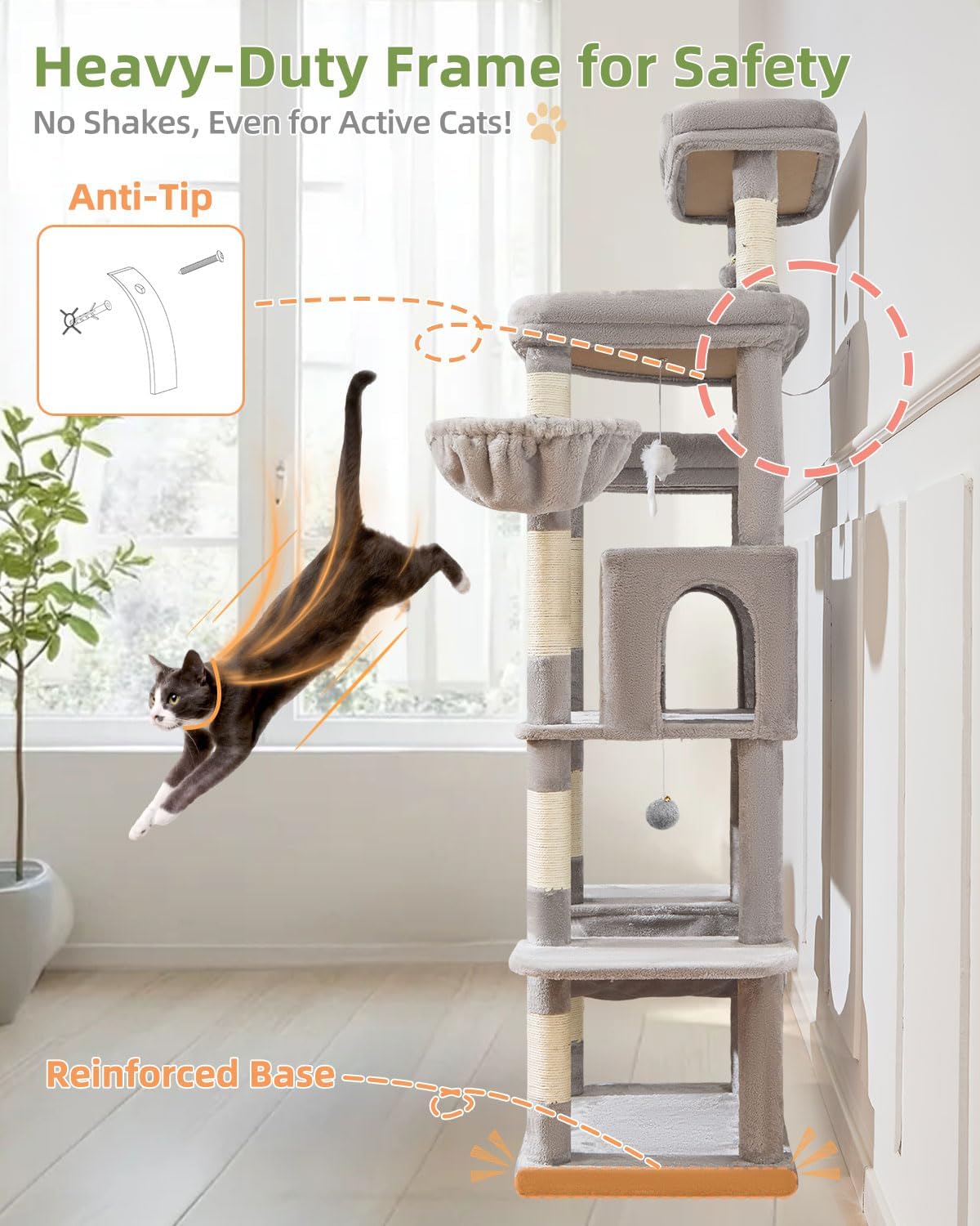 Thumbnail 6 de Taoqimiao Cat Tree 180cm for big cats