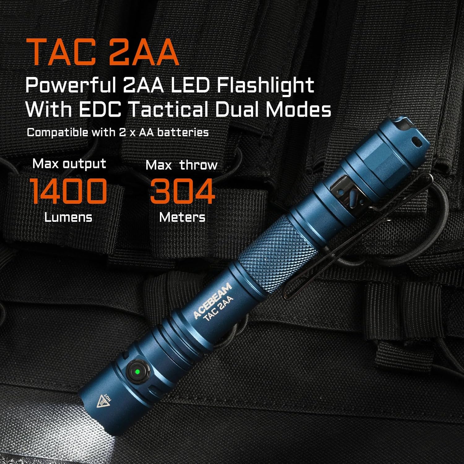 Thumbnail 1 de ACEBEAM TAC 2AA EDC Tactical Flashlight 1400 lm 🔦