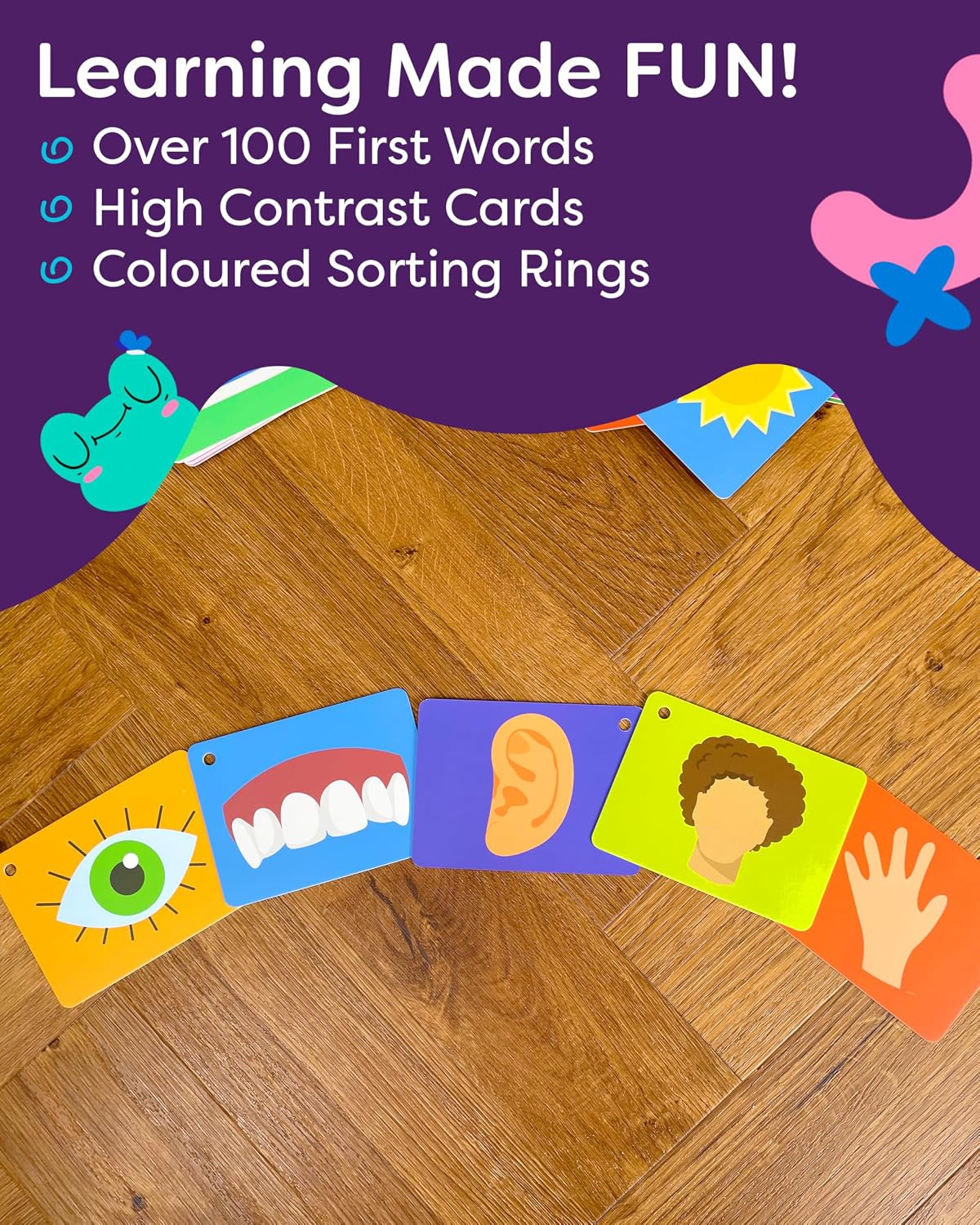 Detalle de The Bambino Tree 100 First Words High-Contrast Flashcards (Animal, Food, Transport & More)