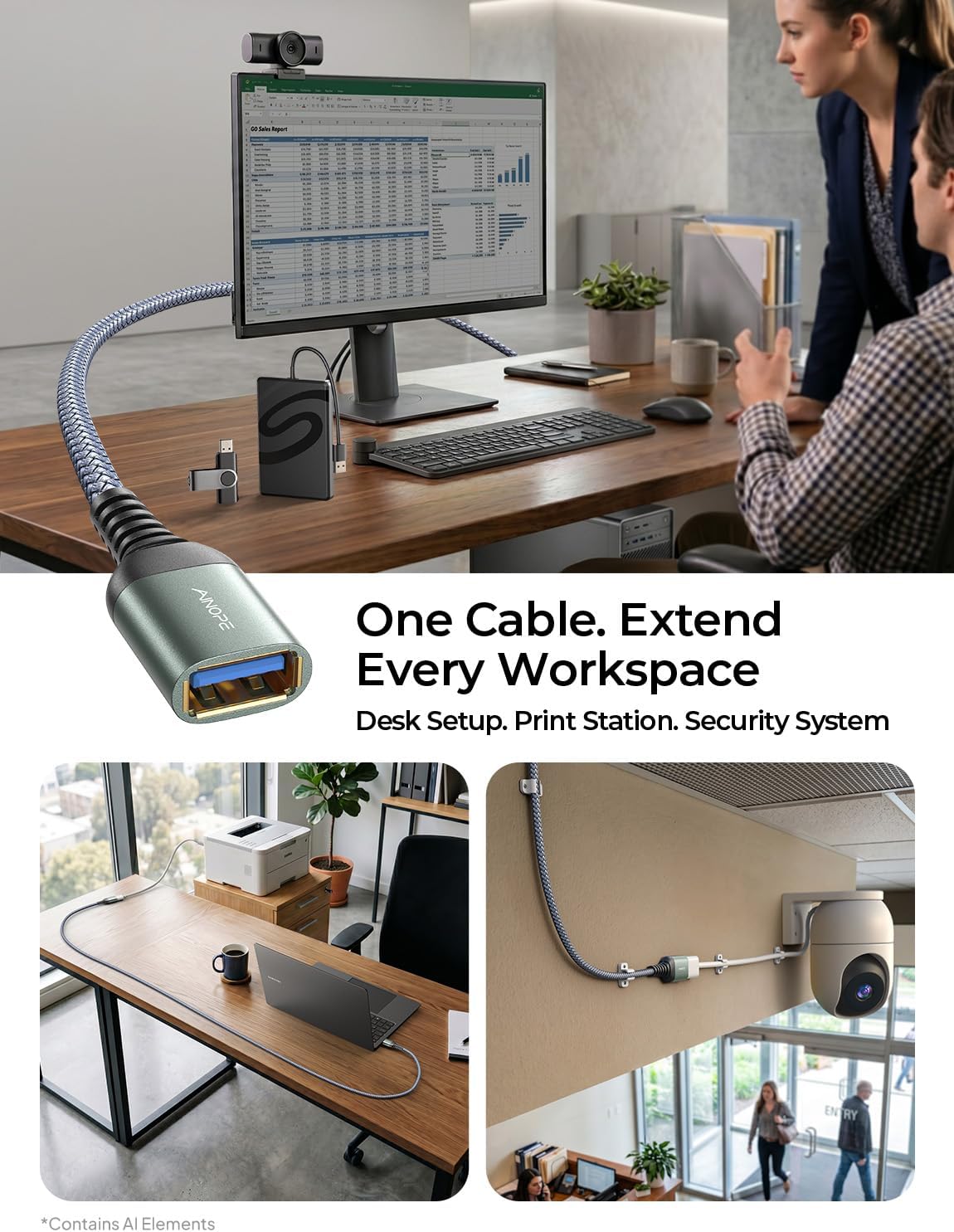 Thumbnail 4 de AINOPE USB 3.0 Extension Cable 10ft