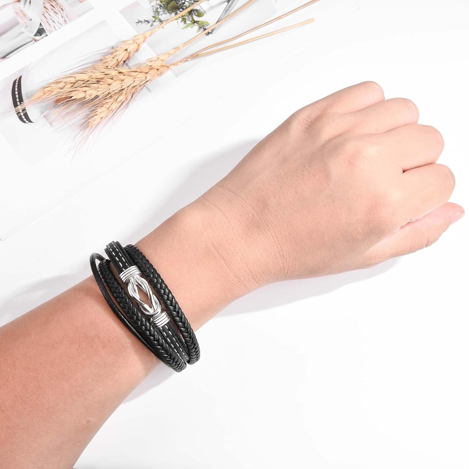 Thumbnail 1 de WOVEE Lederarmband mit Magnetverschluss und Gravur „Ich Liebe Dich“ für Sohn, Papa oder Mann