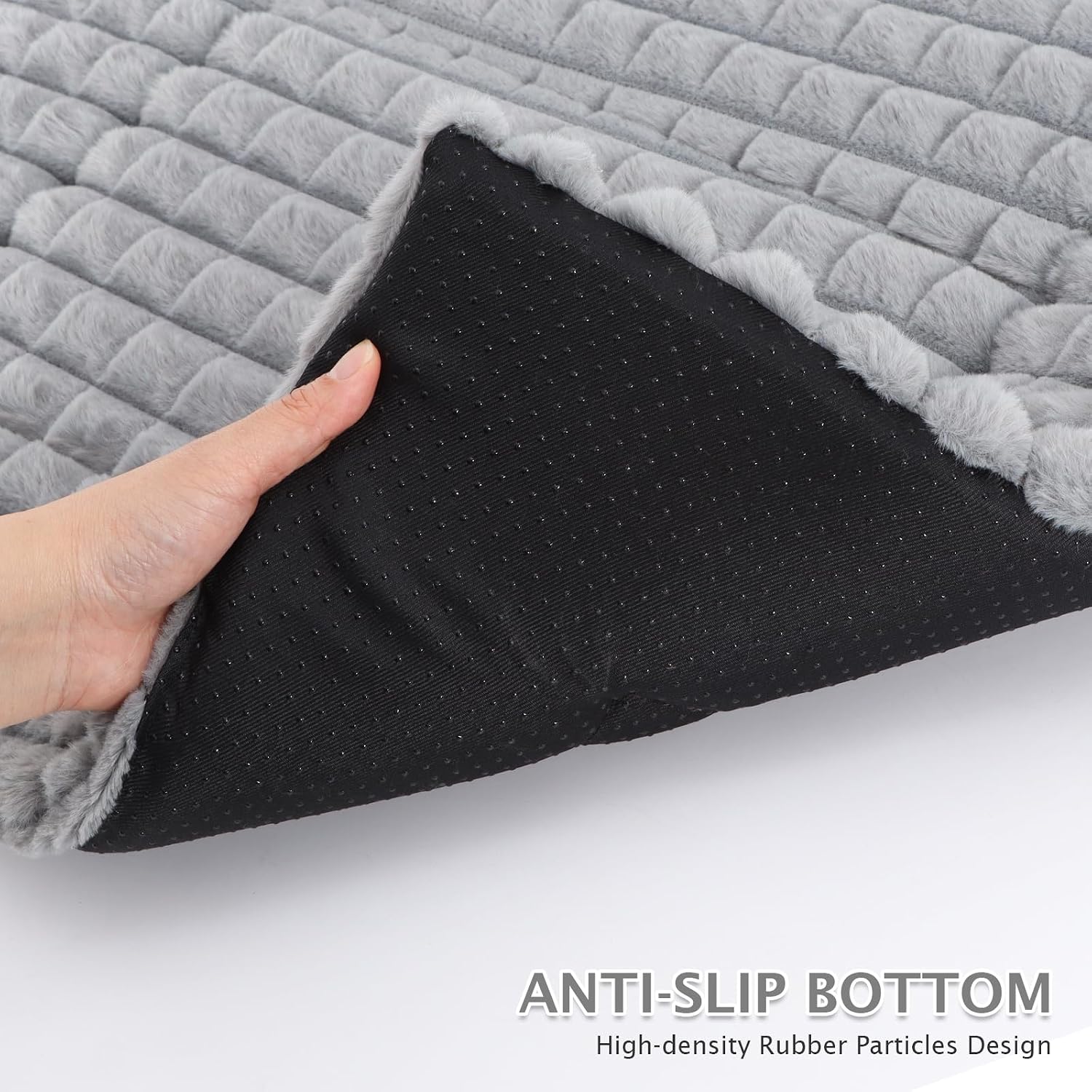 Detalle de BVAGSS Dog Bed Washable Crate Mattress – Memory Foam, Anti-Slip, Grey (75x50cm)