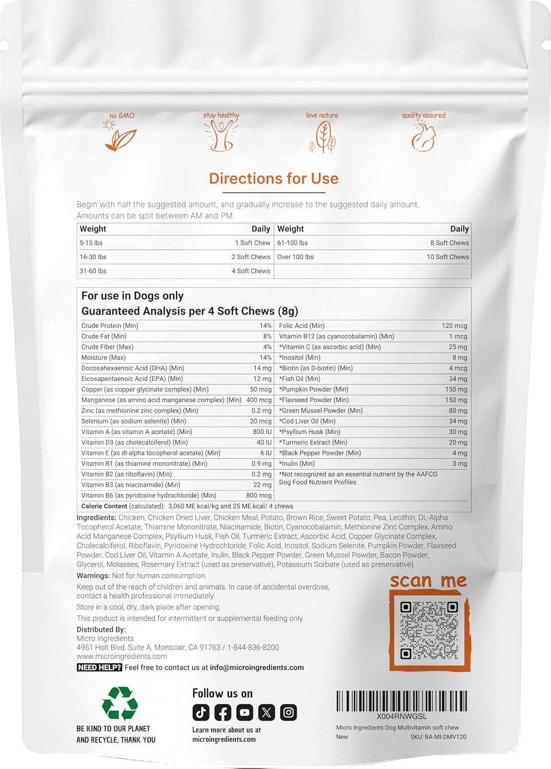 Detalle 2 de Micro Ingredients Dog Multivitamin, 240 Soft Chews