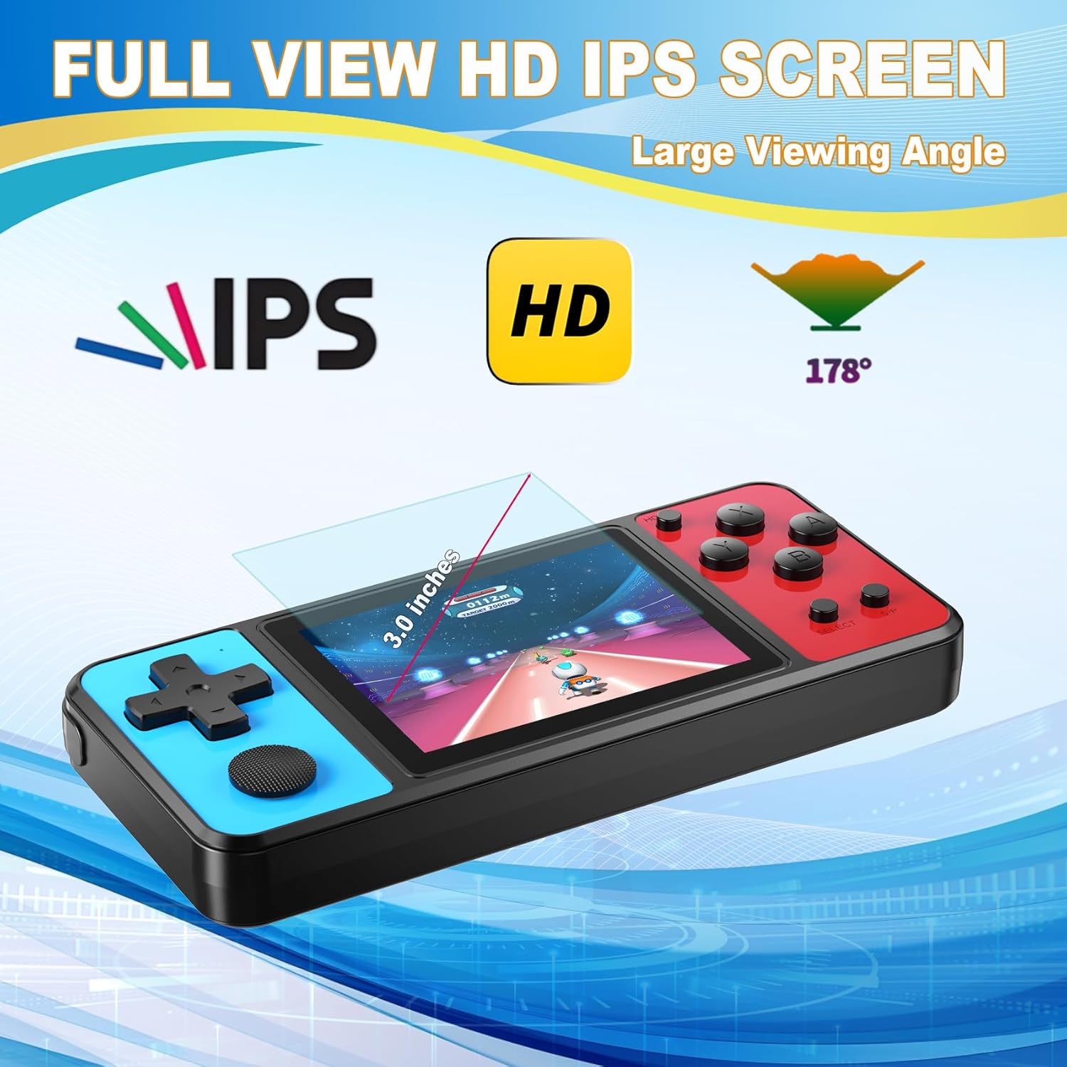 Detalle de ZHISHAN 32-bit handheld games console for kids with built-in 139 games and 3.0" IPS screen