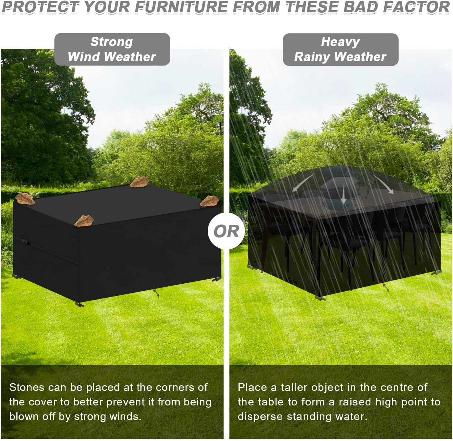 Thumbnail 6 de LAMUNI Funda Impermeable para Mesa de Jardín Rectangular ☔