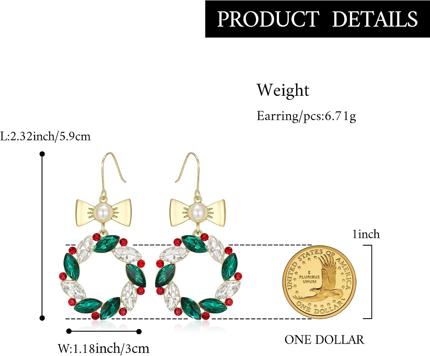 Detalle de Boucles d’oreilles Clearine Femme “Série de Noël” – pendentif étoile / forme arbre de Noël