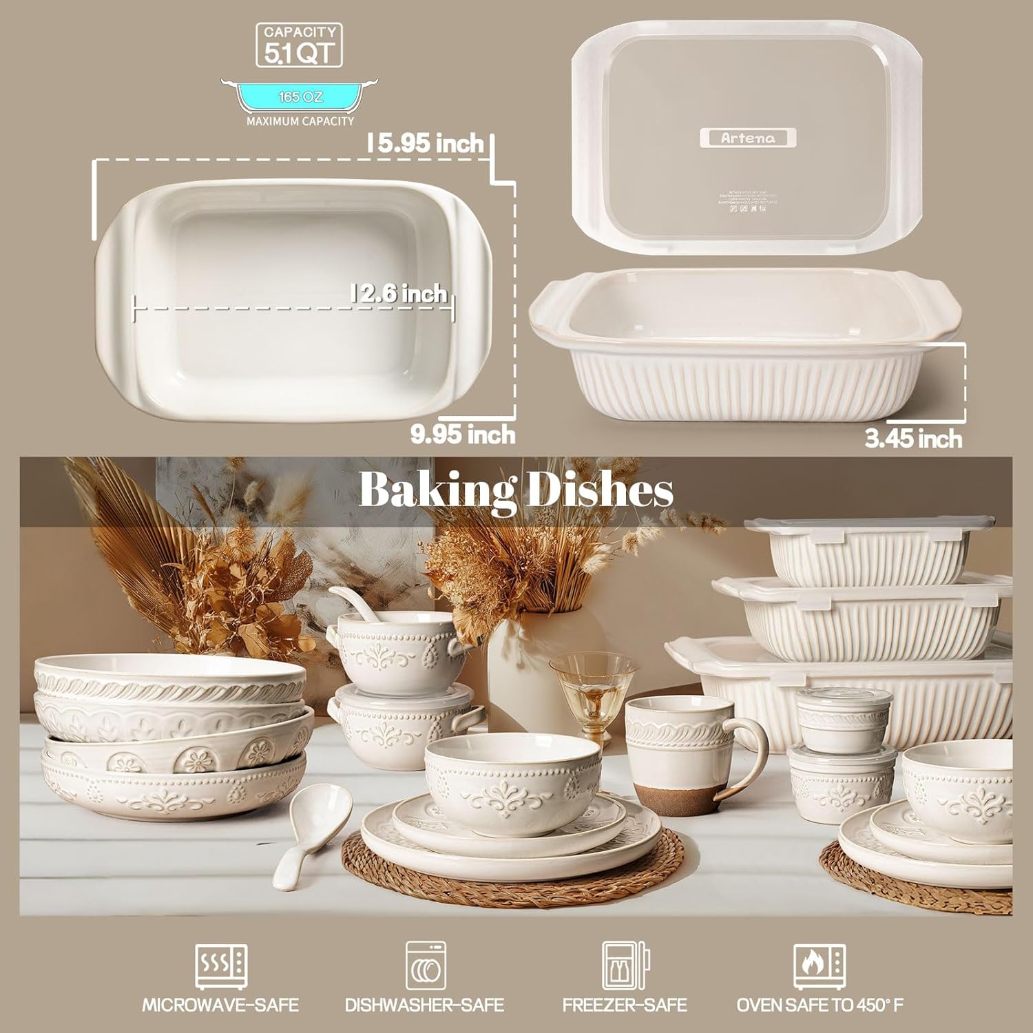 Detalle 2 de Artena Baking Dish 5.1 Quart Rectangular Ceramic