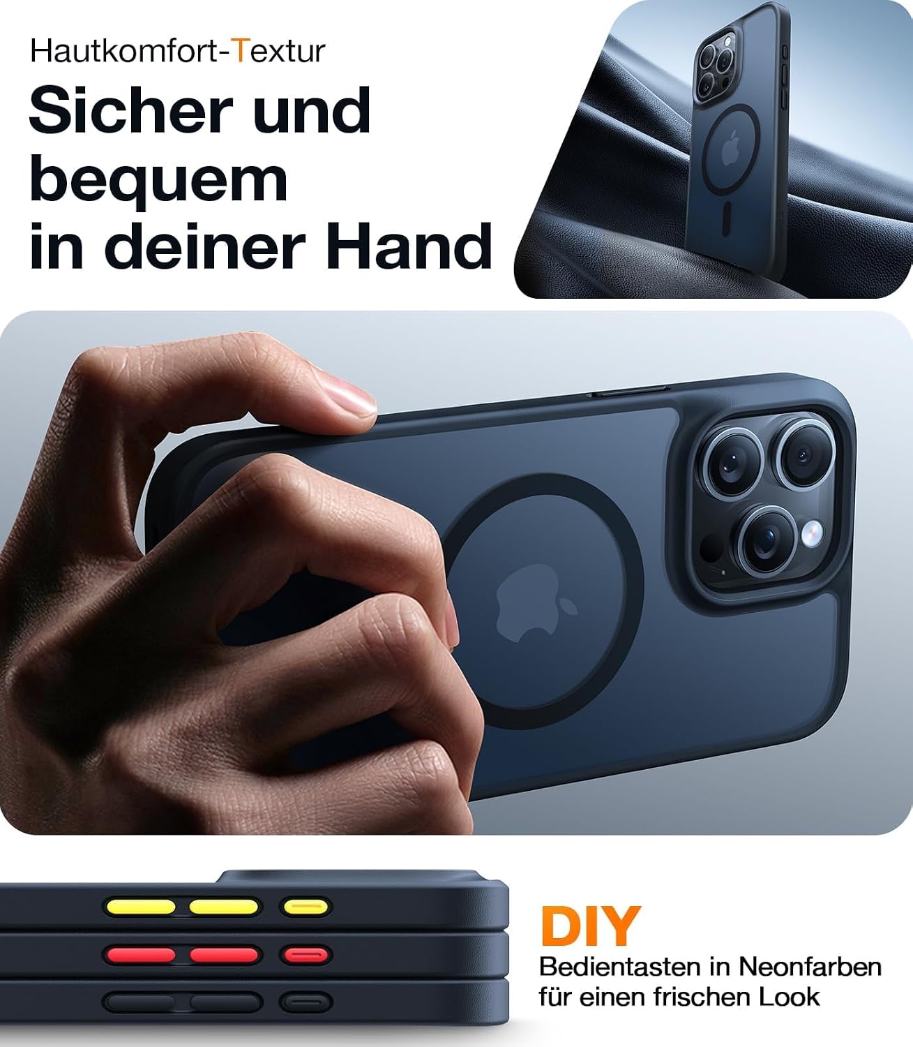 Detalle de TORRAS Guardian-Mag Hülle für iPhone 15 Pro Max – MagSafe, Militärschutz & 360° Stoßschutz
