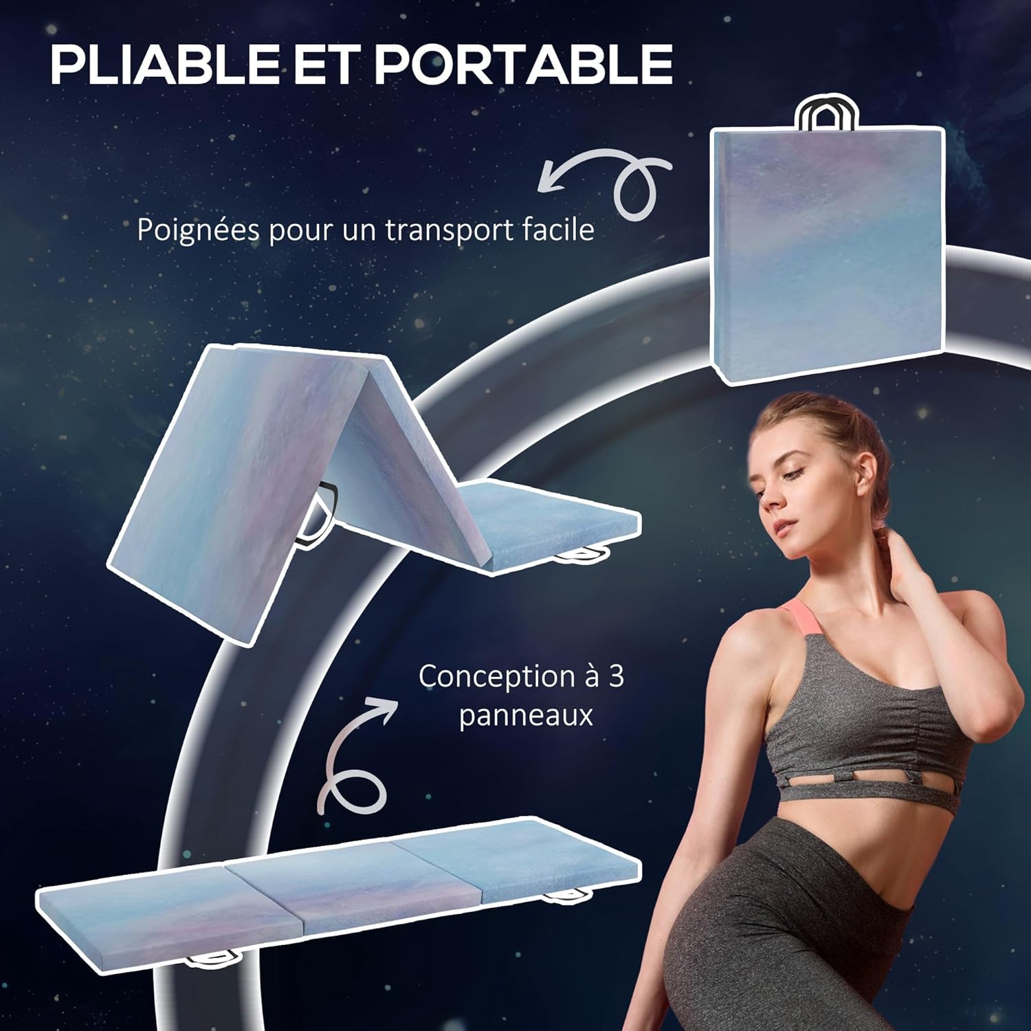 Thumbnail 2 de HOMCOM Tapis de gymnastique 180 x 60 x 5 cm 🧘