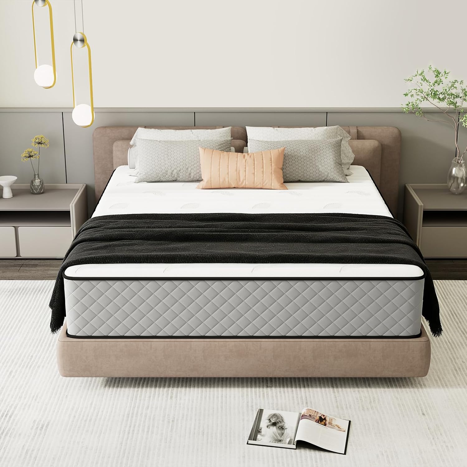 Detalle de Swbvs BG 12QU-CA Queen Hybrid Mattress, 12-Inch Memory Foam, Pillow Top