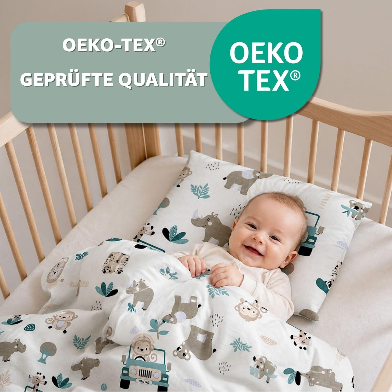 Detalle de Totsy Baby Copripiumino lettino neonato 100x135 cm in cotone con federa 60x40 cm (Oeko-Tex) per culla