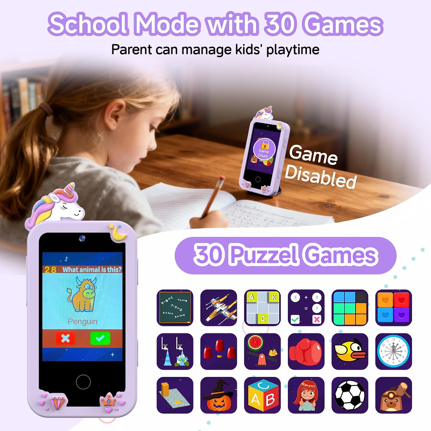 Thumbnail 4 de Kids Smart Phone Toy 8G Touchscreen for Ages 3-9