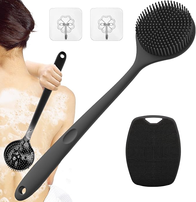 Detalle de Cepillo Corporal de Silicona con Mango Largo para Ducha