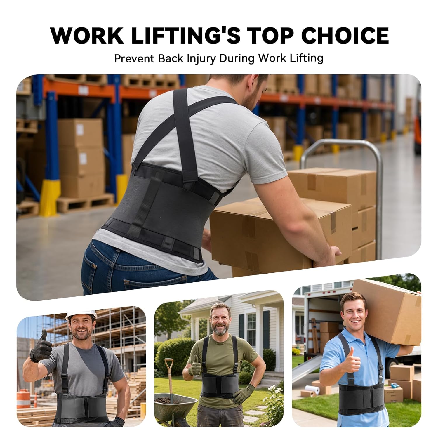 Detalle de SOLOEVER Work Back Brace: Adjustable Lower Back Support for Heavy Lifting