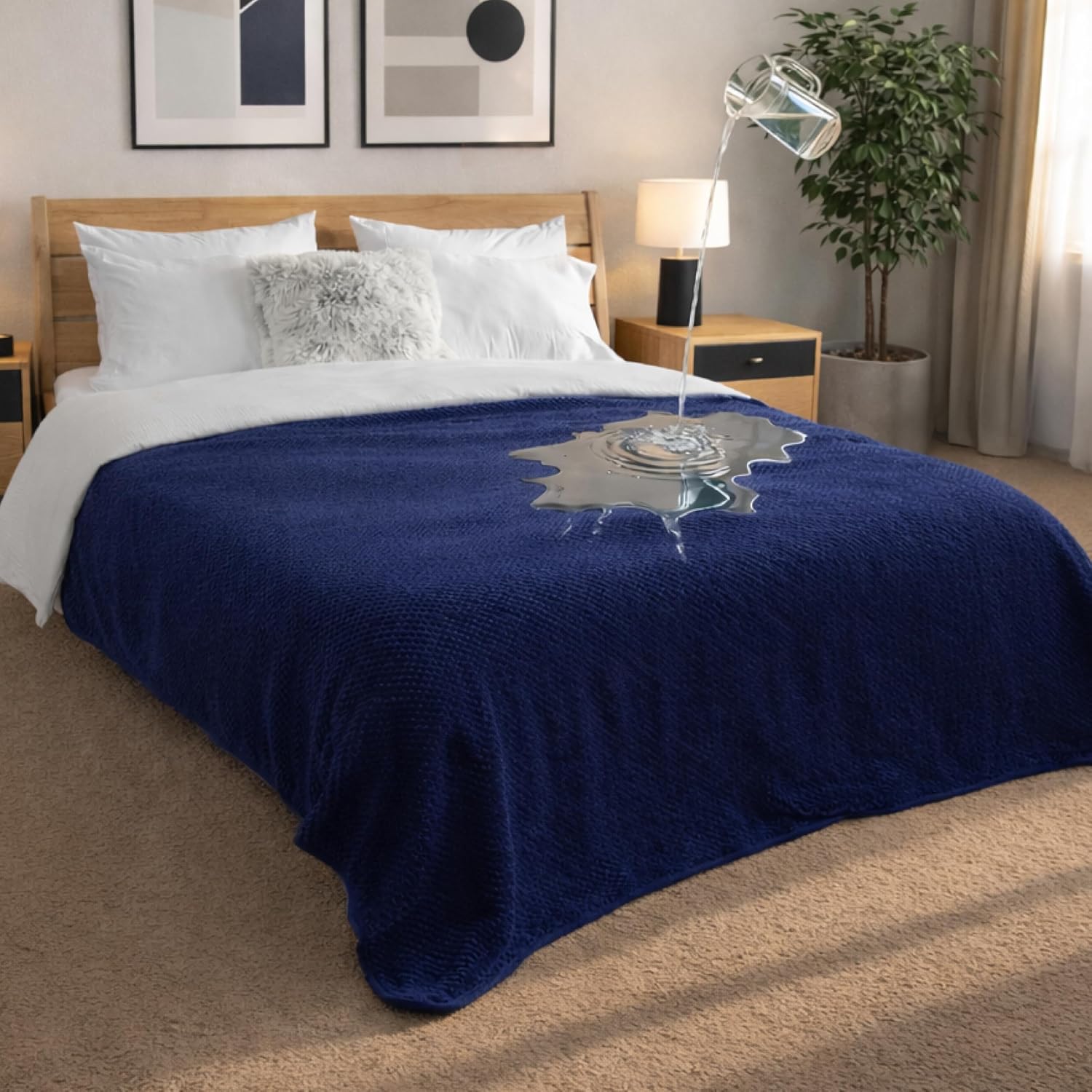 Detalle de Dreamzie wasserdichte Hundedecke für Sofa, Bett & Auto (152x203 cm) – reversibel, Sherpa-Fleece, maschinenwaschbar