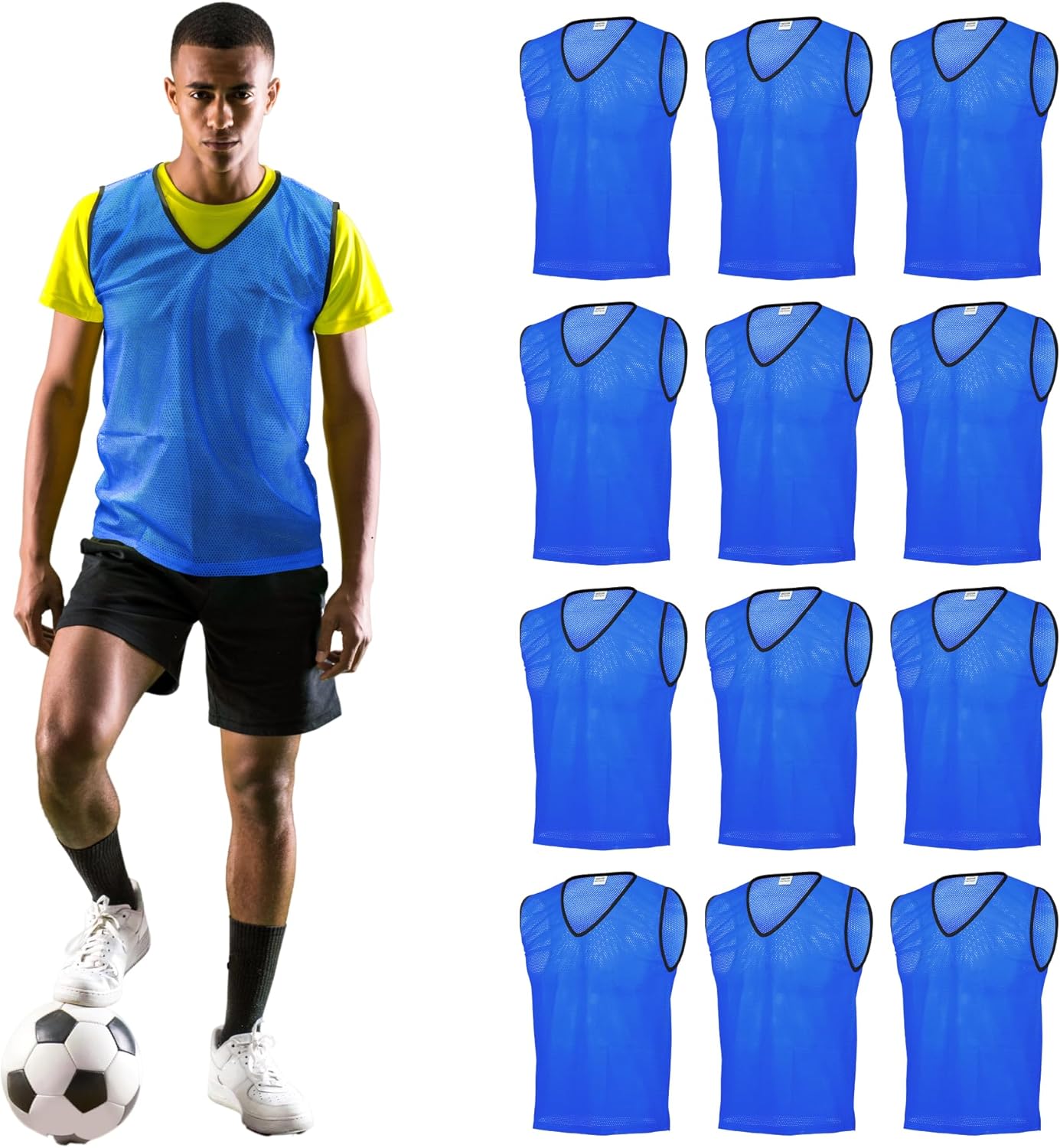 Thumbnail 6 de GSi Sports Pinnies Training Vest Packs (6 or 12) – Free Size Mesh for Soccer & Basketball