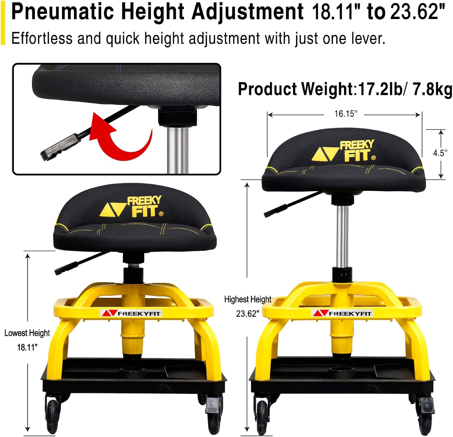 Detalle de FreekyFit Rolling Shop Stool 330 lbs