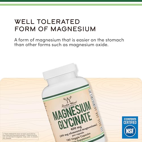 Thumbnail 3 de Magnesium Glycinate 400mg by Double Wood Supplements — 180 Capsules for Relaxation, Recovery & Mood