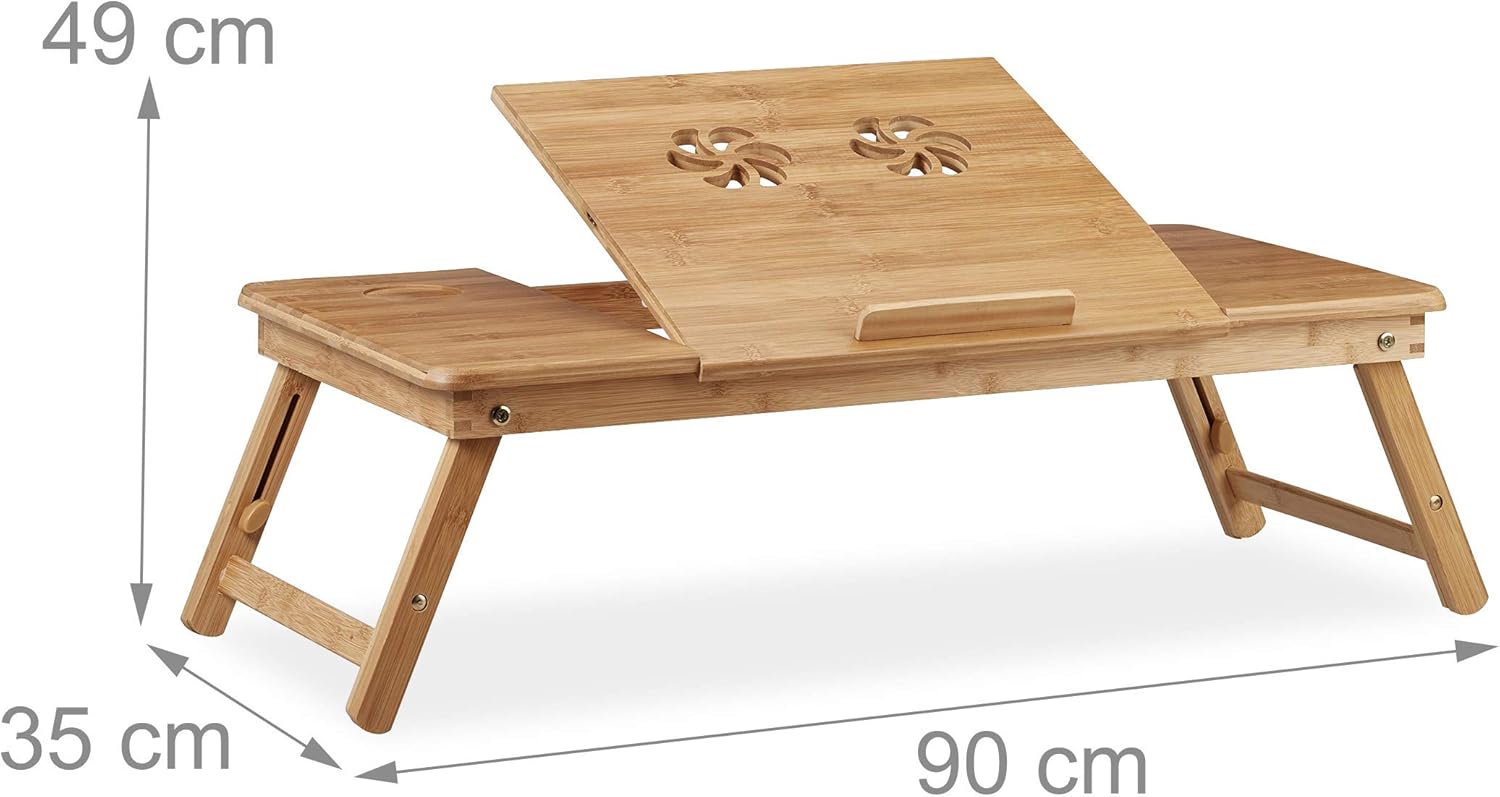 Thumbnail 3 de Relaxdays Laptoptisch Bambus XL – höhenverstellbar, 5 Neigungswinkel, inkl. Schubfach