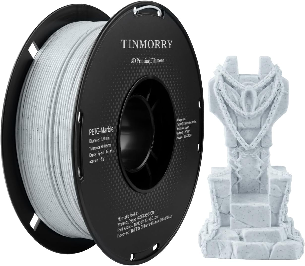 TINMORRY PETG Filament 1.75mm Marble White