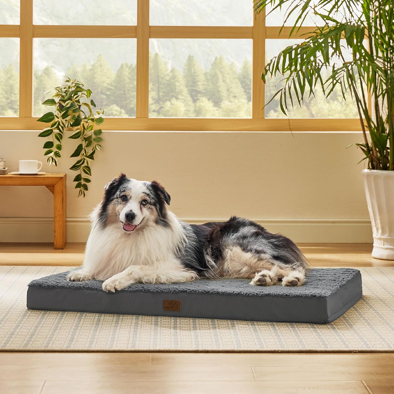 Detalle de Bedsure orthopädisches Hundebett für große Hunde – 104 x 74 x 9 cm, dunkelgrau