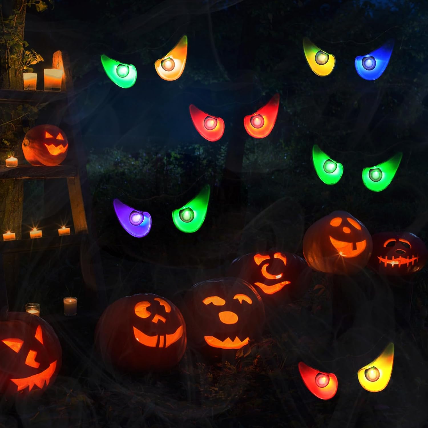 Detalle de iShabao Spooky Eyes Halloween String Lights, RGB LEDs, 6.5 ft, Timer