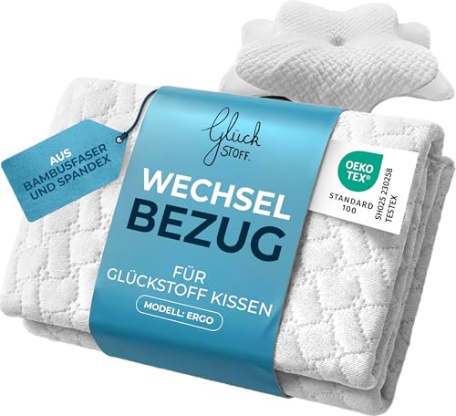 Detalle de Glückstoff Ergo Kissenbezug für ergonomisches Kissen – Bambusfaser & Spandex, Weiß